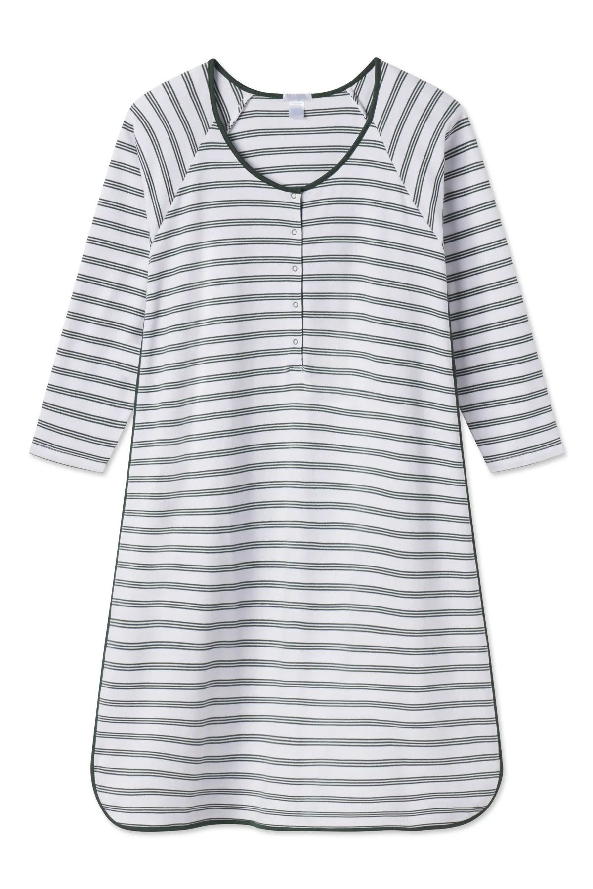 Pima Maternity Long Sleeve Nightgown in Conifer Stripe | Lake Pajamas