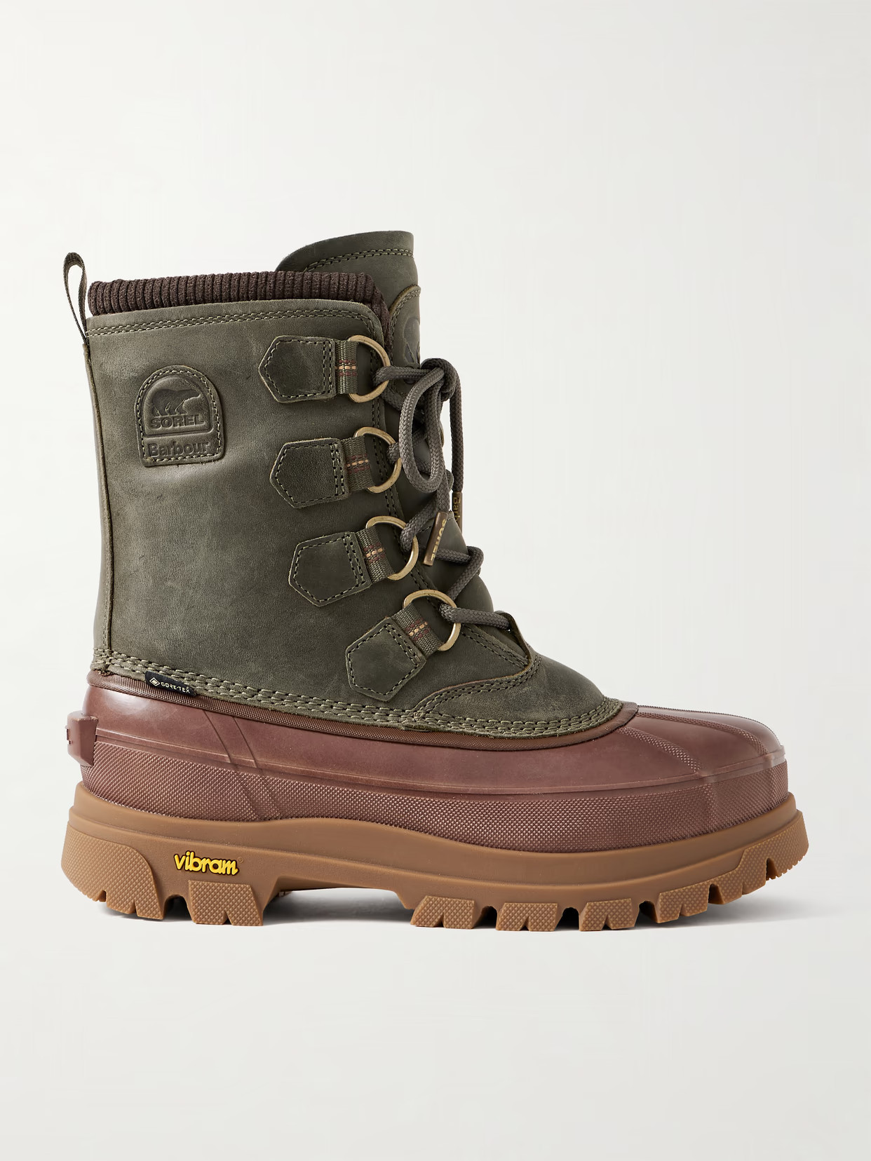 Sorel - + Barbour Caribou Horizon Rubber-trimmed Leather And Gore-tex Boots - Green | NET-A-PORTER (US)