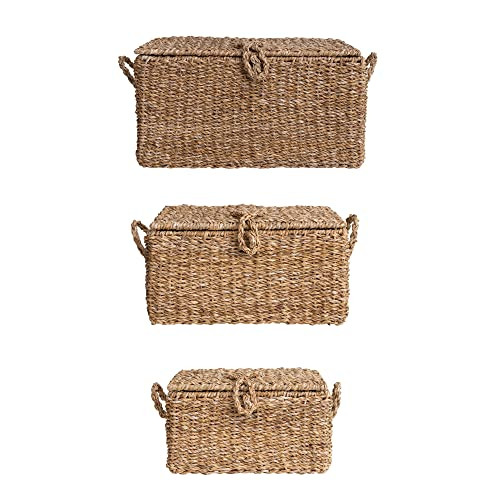 Creative Co-Op Woven Seagrass Storage Trunks, Set of 3 Sizes, Natural | Amazon (US)