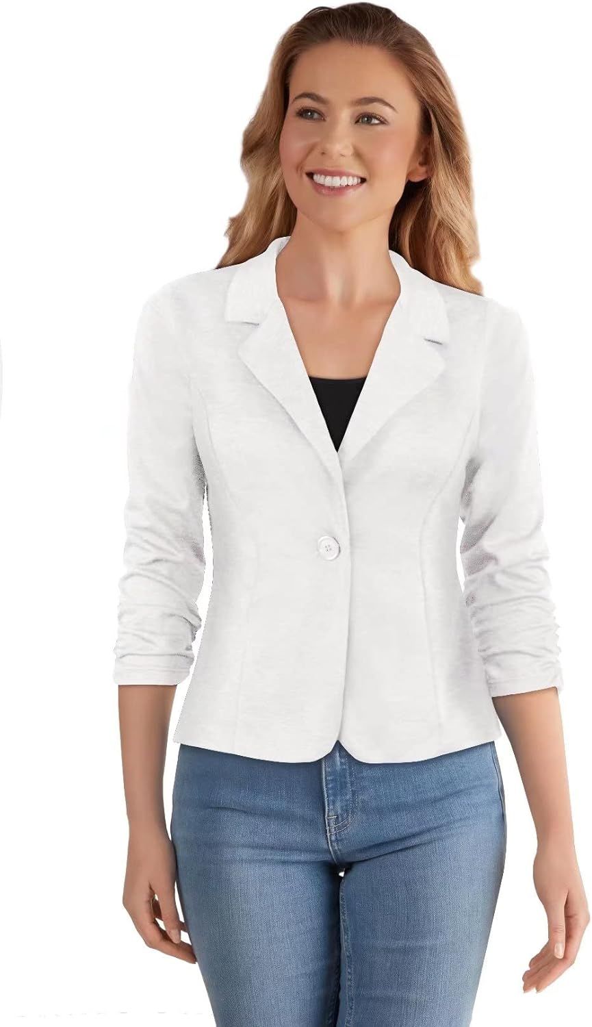 Hybrid & Company Womens Casual Work Office Blazer Jacket Made in USA | Amazon (US)