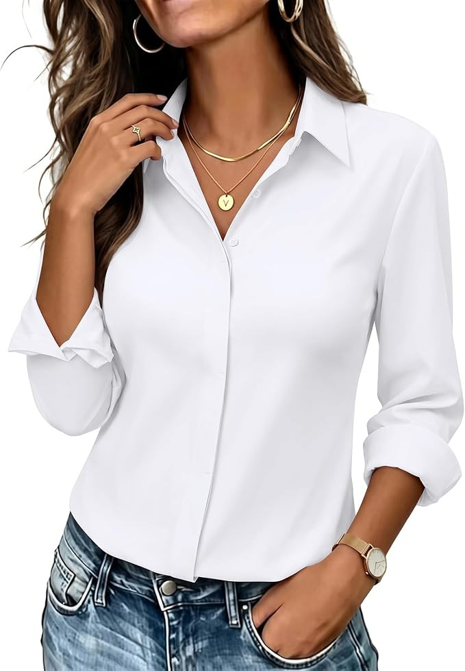 siliteelon Womens Button Down Shirts Hidden Placket Dress Shirts | Amazon (US)