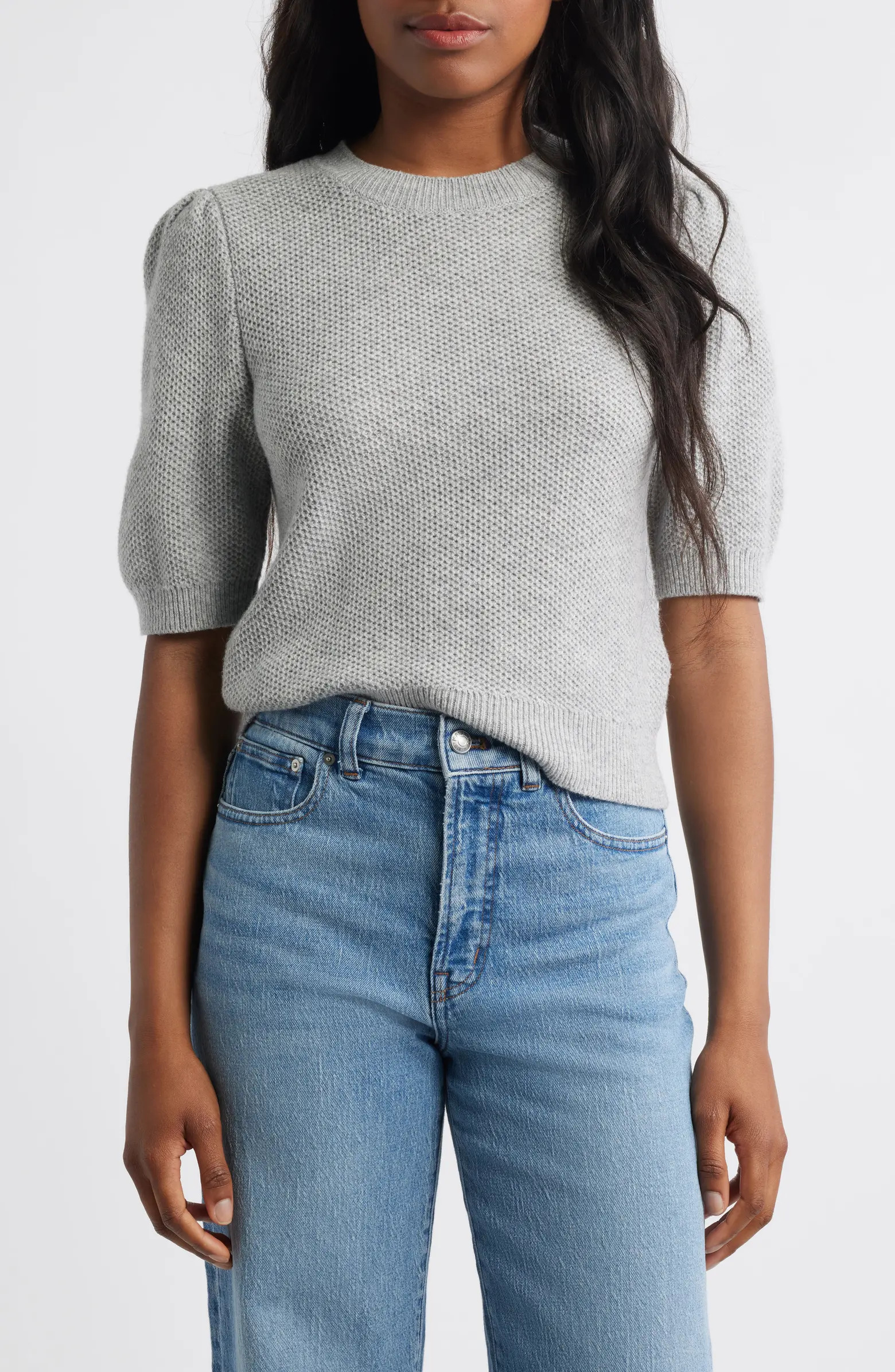 Puff-Sleeve Textured Sweater | Nordstrom