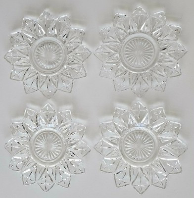 Federal Glass Starburst Dessert Plates 6.5" Set of 4 - Clear Pressed Glass MCM | eBay US