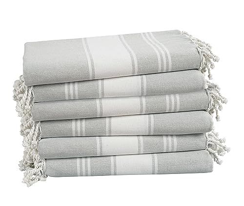 LANE LINEN Pool Towels, Turkish Beach Towels Oversized Set of 6, Pre-Washed, No Shrink, Quick Dry Travel Towel, Stylish Beach Towel for Women, Absorbent & Sand Free towel, 39"x71" - Grey | Amazon (US)