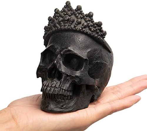 Skull-Decor Halloween-Decorations - Vintage-Human Head-Sculpture with Crown for Indoor Skull Figurin | Amazon (US)