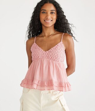 Floral Ruffled Babydoll Tank | Aeropostale