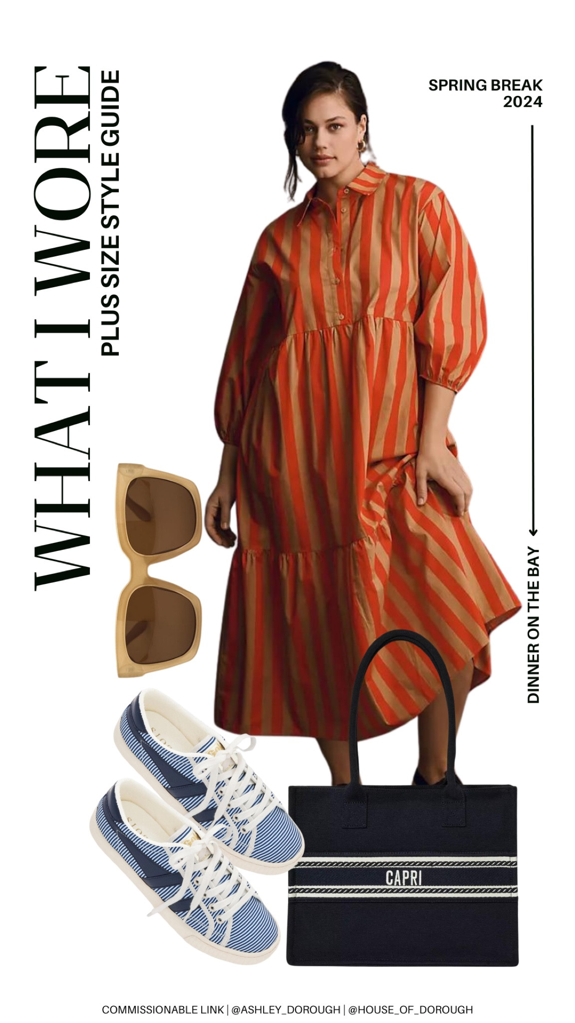 What I Wore: Spring Break 2024! Here's what I wore to dinner on the bay! This Anthropologie striped dress was SO comfortable, I love the pockets and the quality is incredible! Wearing the 2X and it runs true to size. Love this target bag as well.

#LTKtravel #LTKplussize #LTKSeasonal