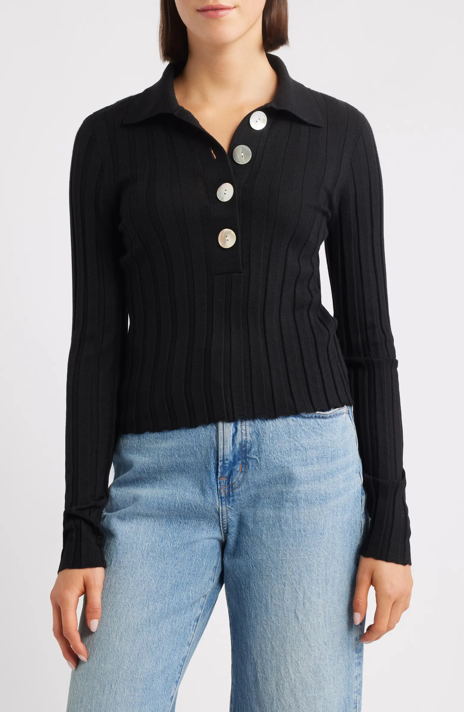 Merino Wool & Silk Polo Sweater | Nordstrom
