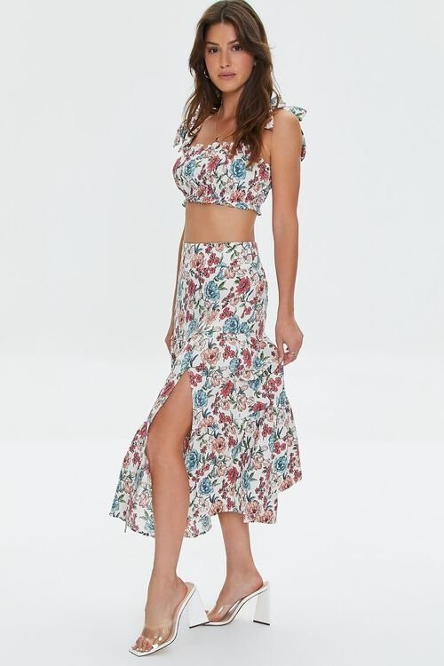 Floral Print Crop Top & Midi Skirt Set | Forever 21 | Forever 21 (US)