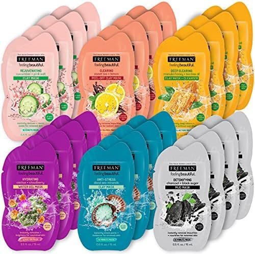 Freeman Beauty Facial Mask Variety Pack: Clay, Charcoal, Mud, and Peel Off Beauty Face Masks, 24 Cou | Amazon (US)