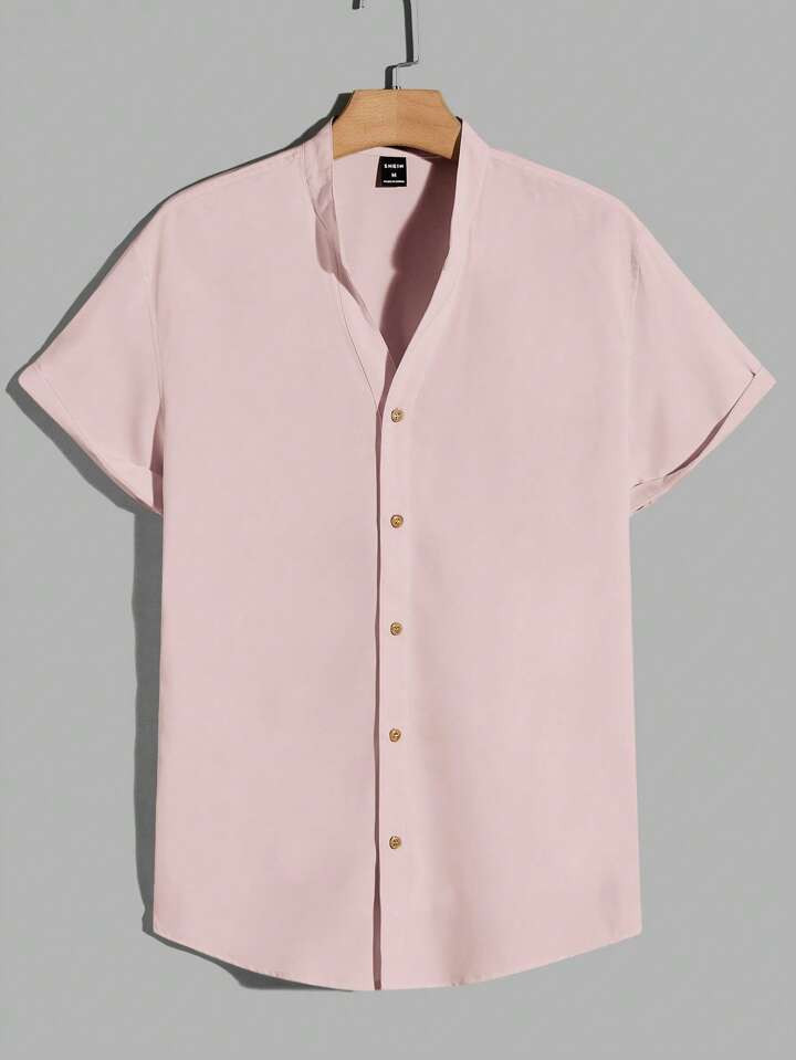 Manfinity Homme Men Solid Button Front Shirt | SHEIN