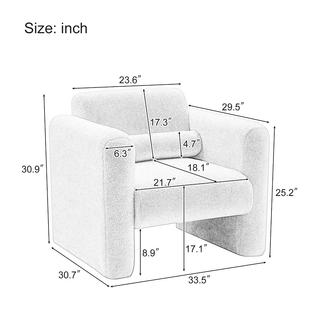 33.5"W Modern Accent Chair, Super Soft Faux Lambskin Reading Arm Chair with High Density Foam Cus... | Target