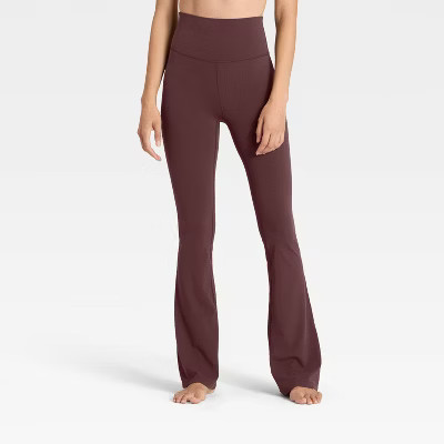 Women's Everyday Soft Ultra High Rise Flare Leggings - All In Motion™ Brown XXL Short | Target