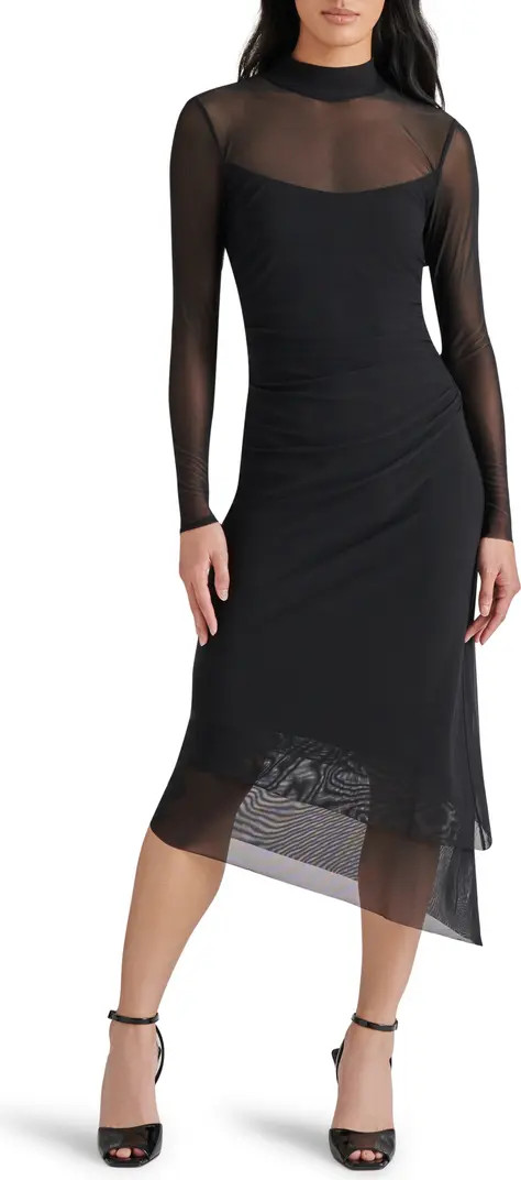Steve Madden Blare Long Sleeve Mesh Midi Dress | Nordstrom | Nordstrom