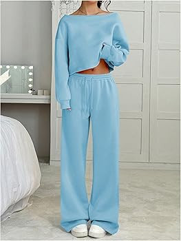 SOLY HUX Women's 2 Piece Outfits Fall Sweatsuits Off The Shoulder Crop Top Wide Leg Sweatpants Ca... | Amazon (CA)