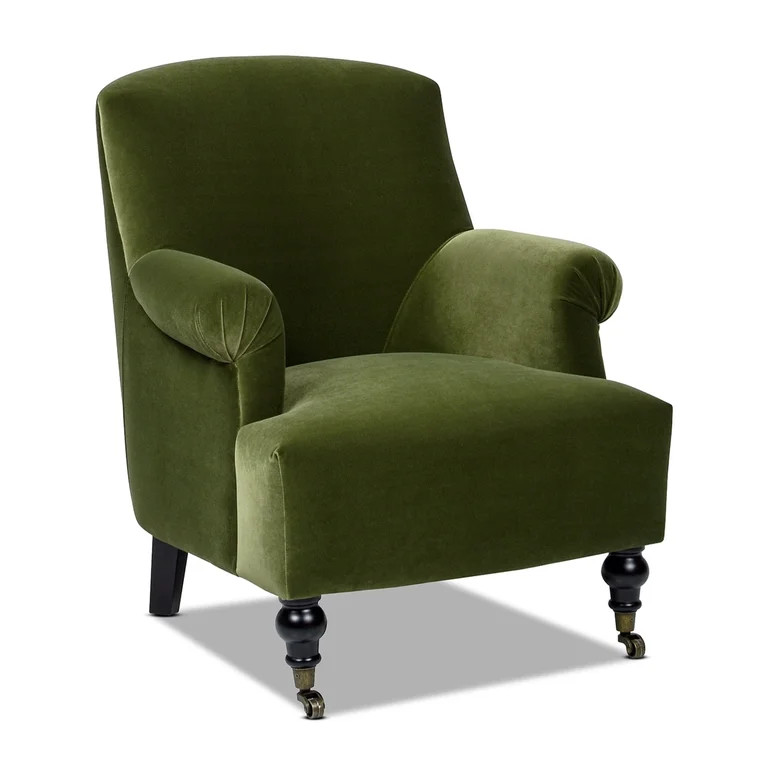 Eloise 30" Pleated Sock Arm Accent Armchair Olive Green Performance Velvet | Walmart (US)