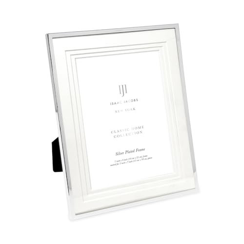 Isaac Jacobs 7x9 (Matted 5x7) Silver Metal Picture Frame, Triple Matted Classic Metal Photo Frame Made For Tabletop & Hanging Display, Photo Gallery and Wall Art (7x9 (Matted 5x7), Silver) | Amazon (US)
