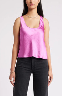 Click for more info about Open Edit Scoop Neck Satin Tank | Nordstrom