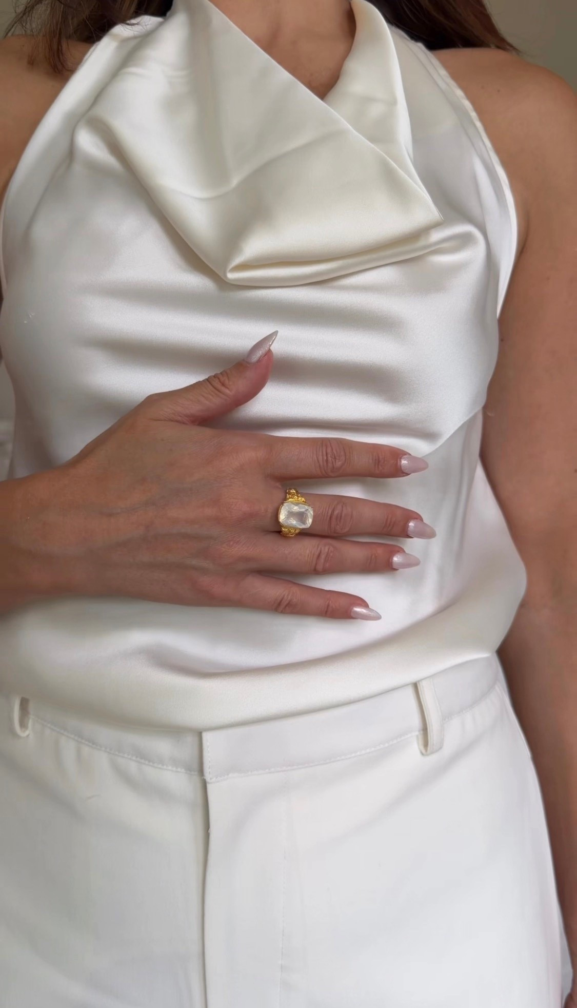 I found very similar tips to mine and I linked them below. I love a satin halter for summer!

#LTKootd #LTKSaleAlert