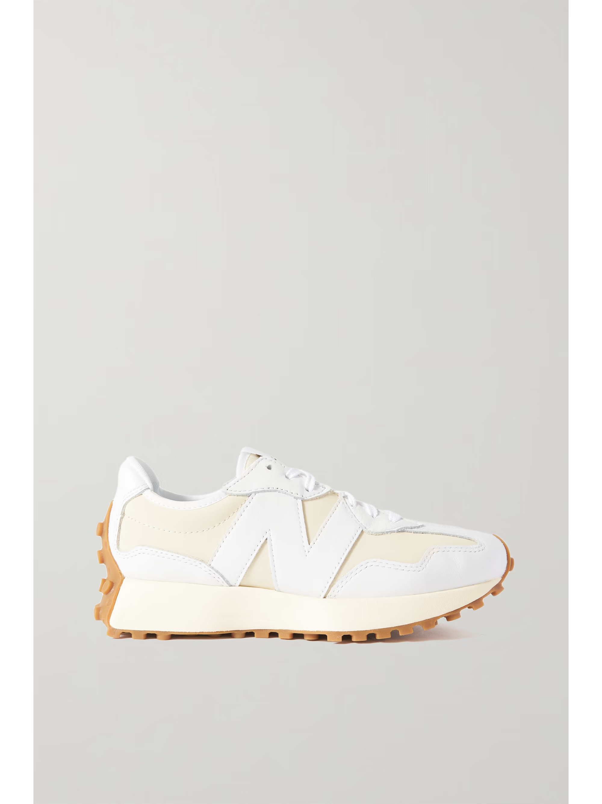 NEW BALANCE327 mesh-trimmed leather and nubuck sneakers | NET-A-PORTER (UK & EU)