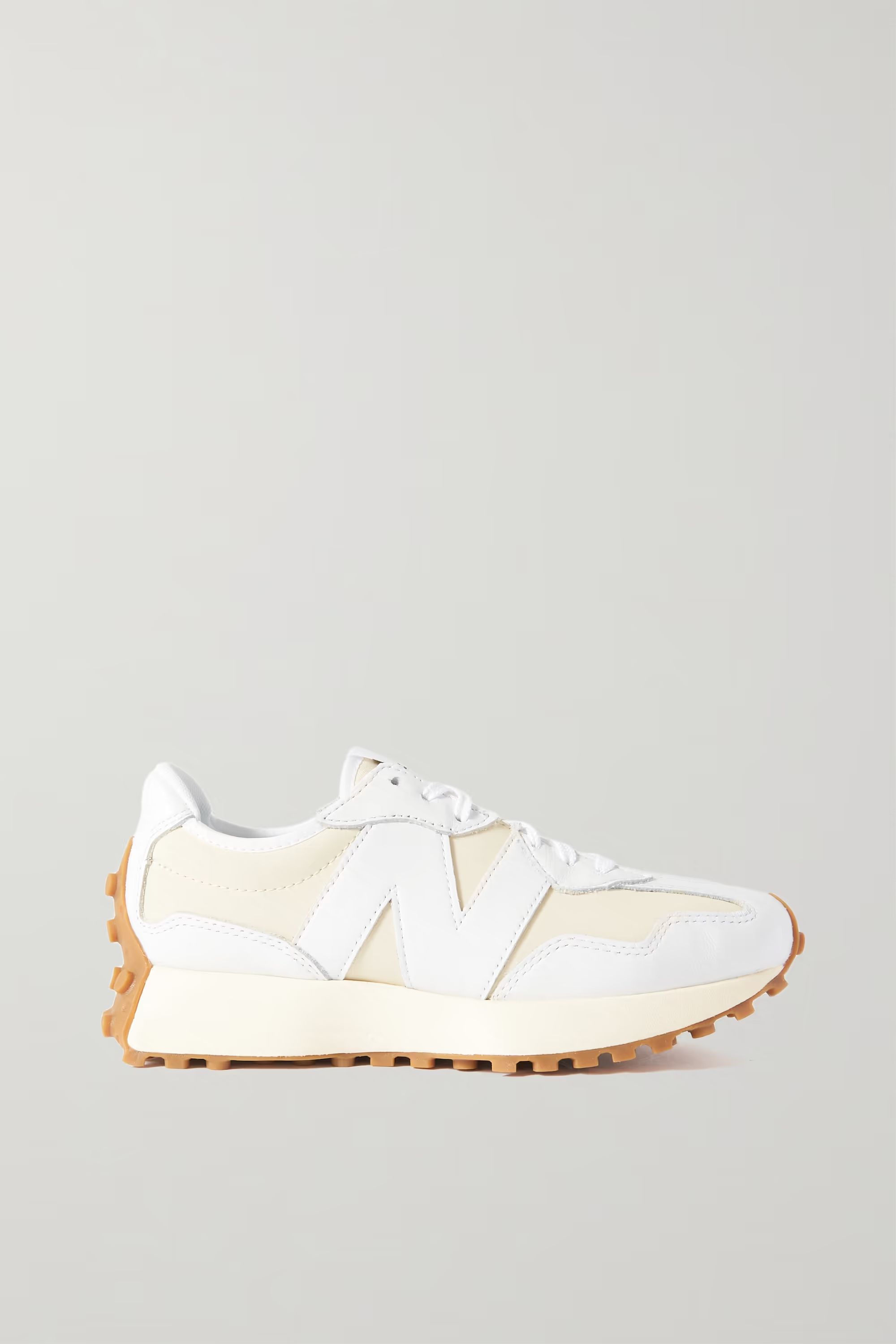 NEW BALANCE327 mesh-trimmed leather and nubuck sneakers | NET-A-PORTER (UK & EU)