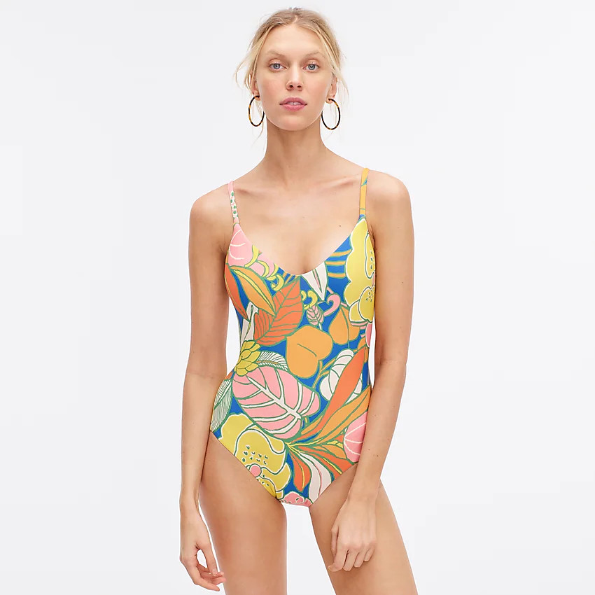V-neck one-piece swimsuit in tropical floral | J. Crew US