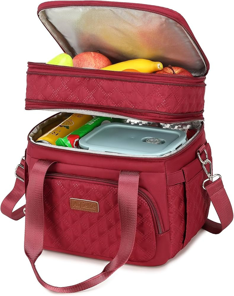 Lunch Bag for Men Women, Dual Compartment Large Lunch Box Insulated Lunch Bag, Work Adult Leak Pr... | Amazon (US)