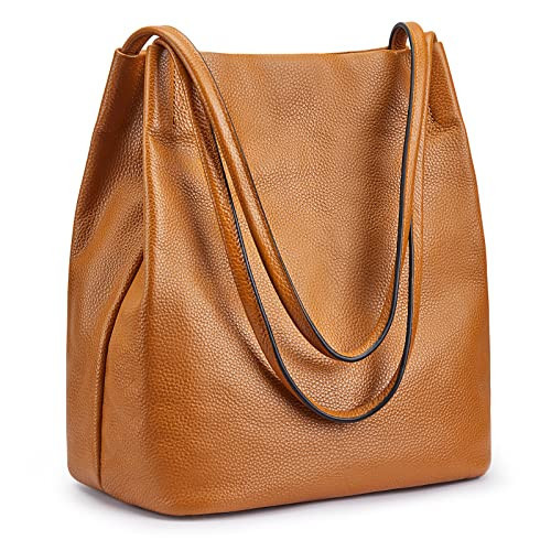 Kattee Women Soft Genuine Leather Totes Shoulder Bag Purses and Handbags with Top Magnetic Snap Closure (Brown) | Amazon (US)