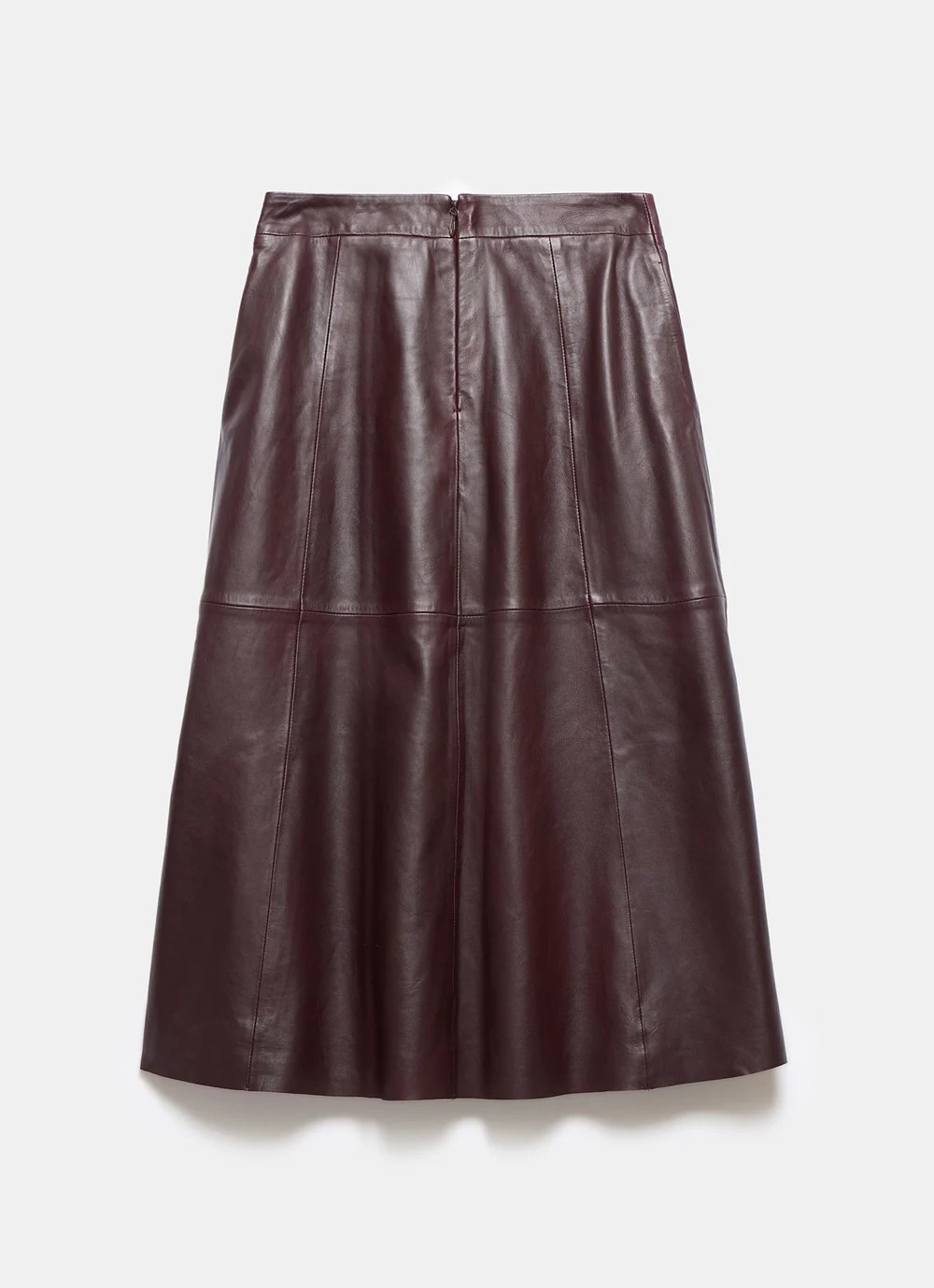 Burgundy Leather Midi Skirt | Mint Velvet