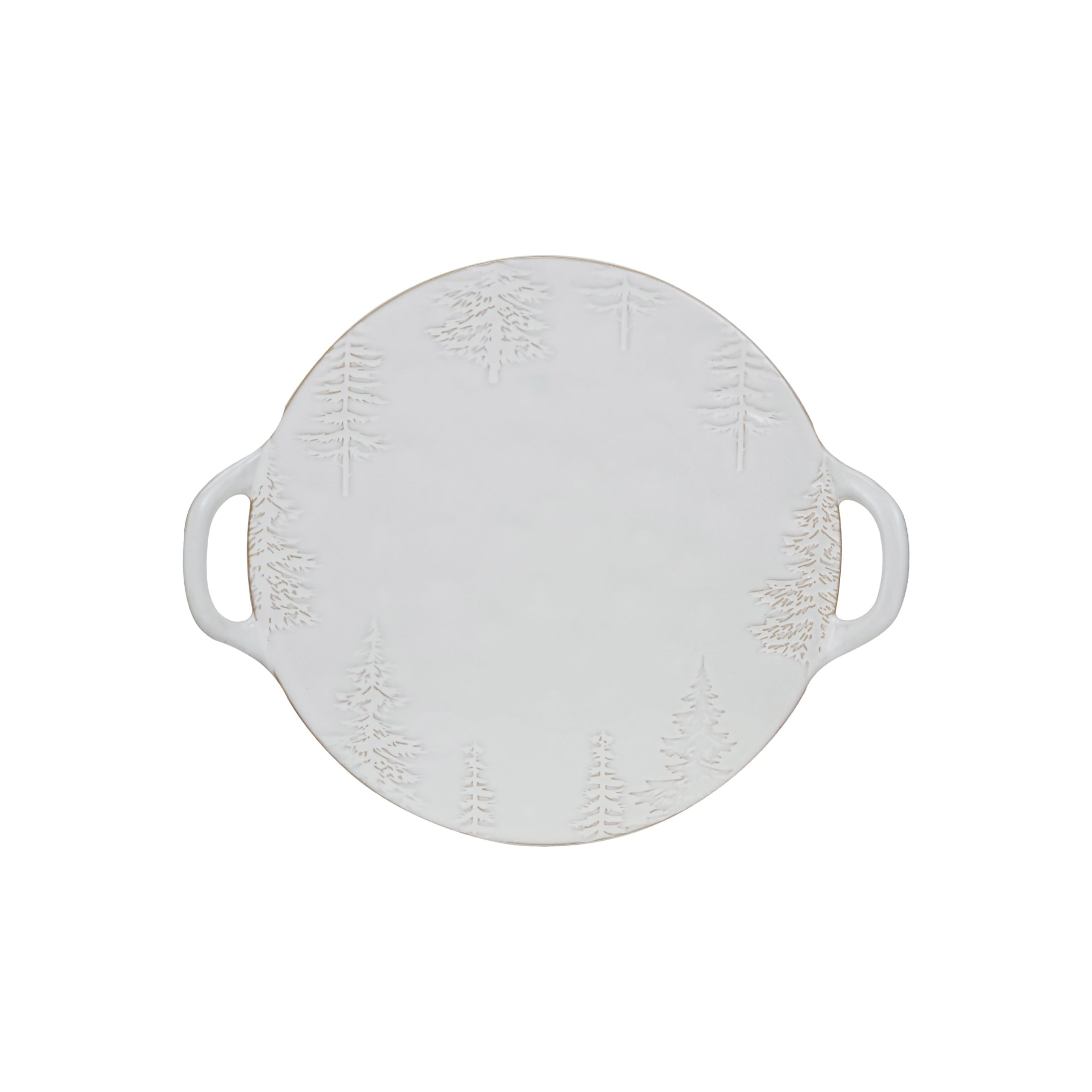 Creative Co-Op Debossed Stoneware Tray/Platter with Trees and Handles in Reactive Glaze, White | Amazon (US)