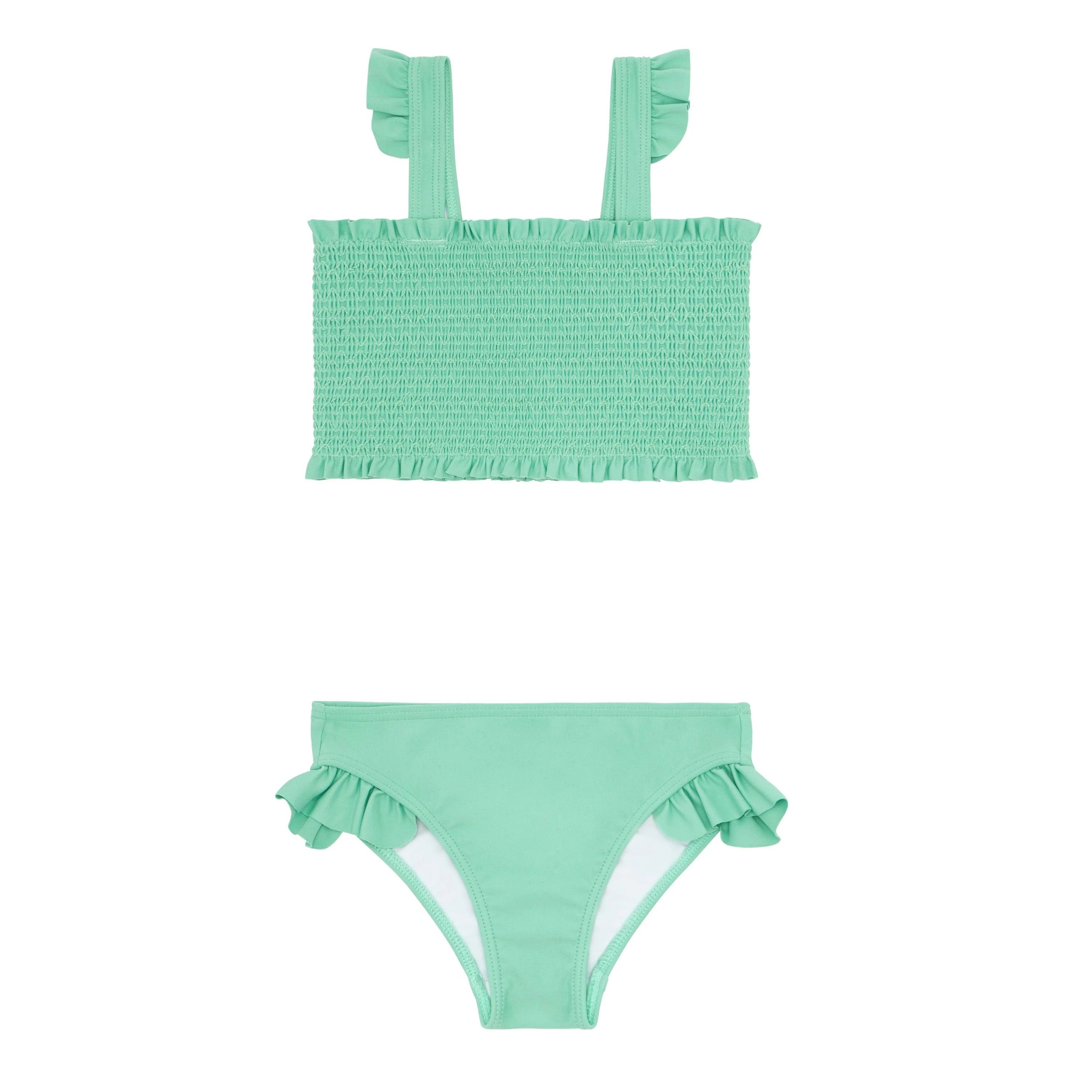 girls abaco green smocked bikini | minnow
