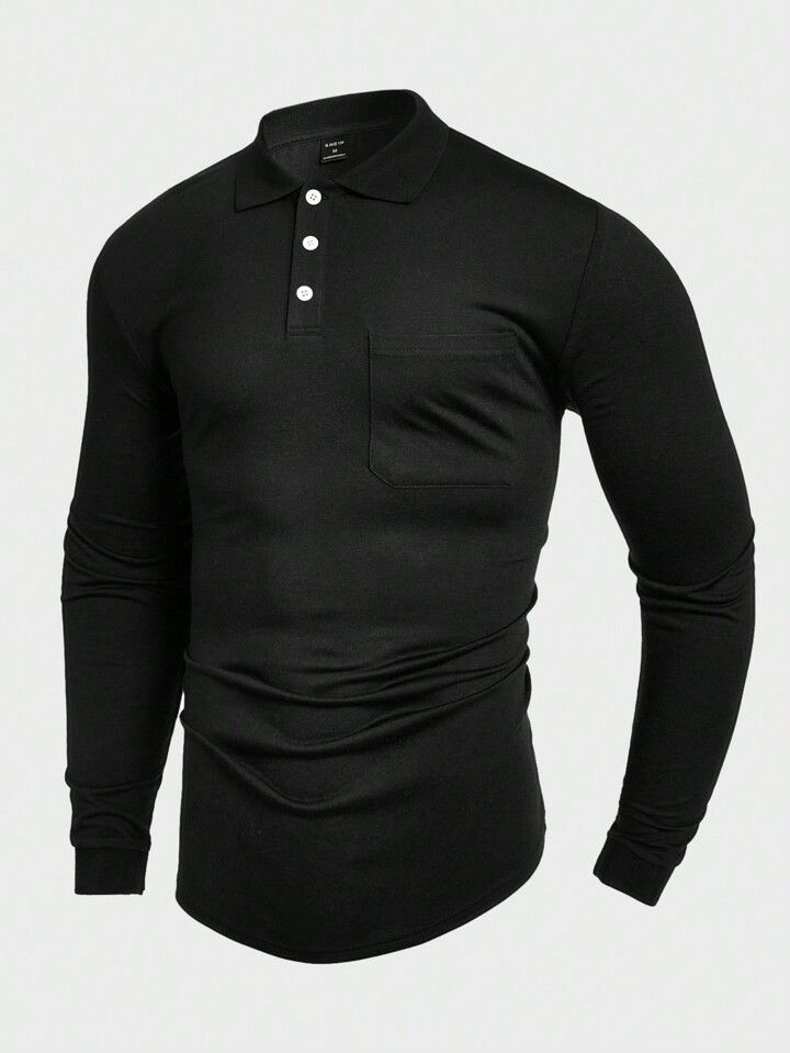 Manfinity Homme Men's Long Sleeve Polo Shirt | SHEIN