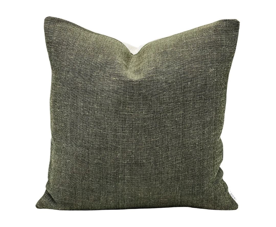 Krinto Rustic Solids in Olive Pillow cover, Olive green Pillow, Modern Farmhouse Pillow, Designer... | Etsy (US)