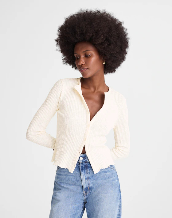 Lettuce-Hem Ribbed Cardigan | Madewell