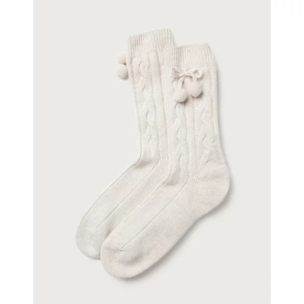 Cable Pom-Pom Socks with Cashmere | The White Company UK & ROW