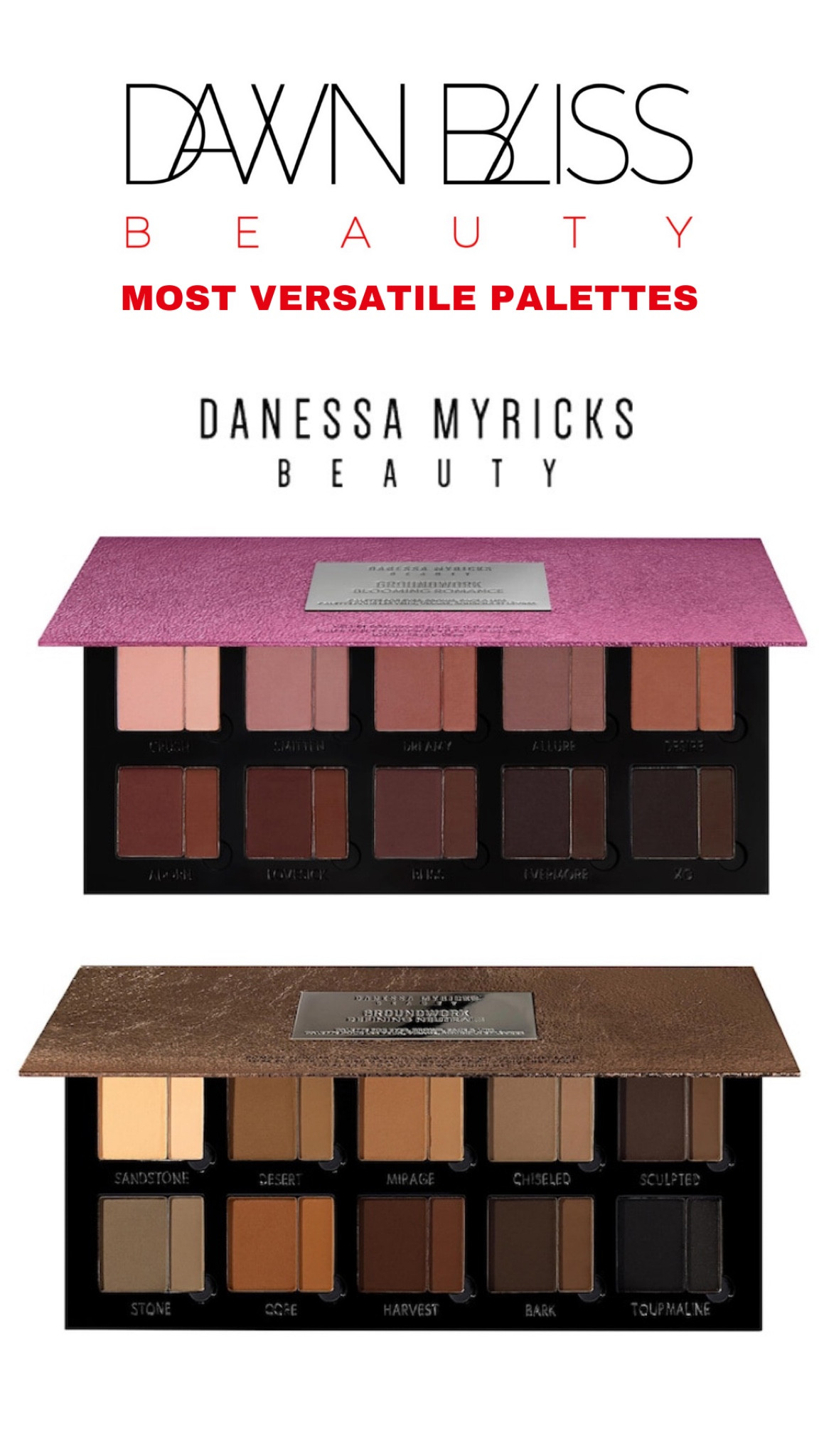 A MUST HAVE!!!!  DANESSA MYRICKS OUTDID HERSELF ON THIS ONE!  ALL-IN-ONE PALETTE IN GORGEOUS SHADES CREATED ETHICALLY FOR THE MOST SENSITIVE SKIN TYPES UTILIZING GROUNDBREAKING TECHNOLOGY 

Danessa Myricks Beauty
Groundwork: Blooming Romance - Palette For Eyes, Brows, Face & Lips

What it is: A multiuse, talc-free palette with velvet pomades and oil-absorbing powders that define eyes, brows, cheeks, and lips in shades of berries and mauves.

Highlighted Ingredients:
- Upsalite: Absorbs oil, smooths the look of texture, and ensures lasting wear.

Ingredient Callouts: Free of parabens, formaldehydes, formaldehyde-releasing agents, phthalates, mineral oil, retinyl palmitate, oxybenzone, coal tar, hydroquinone, sulfates SLS & SLES, triclocarban, triclosan, and contains less than one percent synthetic fragrance. It is also cruelty-free.

What Else You Need to Know: Create a range of looks, from natural to bold, with this essential, everyday face and eye palette. It contains 10 soft, buildable, wearable, and universally flattering shades in two unique textures. The high-performance, lightweight Velvet Pomade shades apply effortlessly to define your look, while the coordinating Shape N’ Fix Powders mop up oil, smooth the look of texture, and lock in shape and definition.

#LTKxSephora #LTKsalealert #LTKbeauty