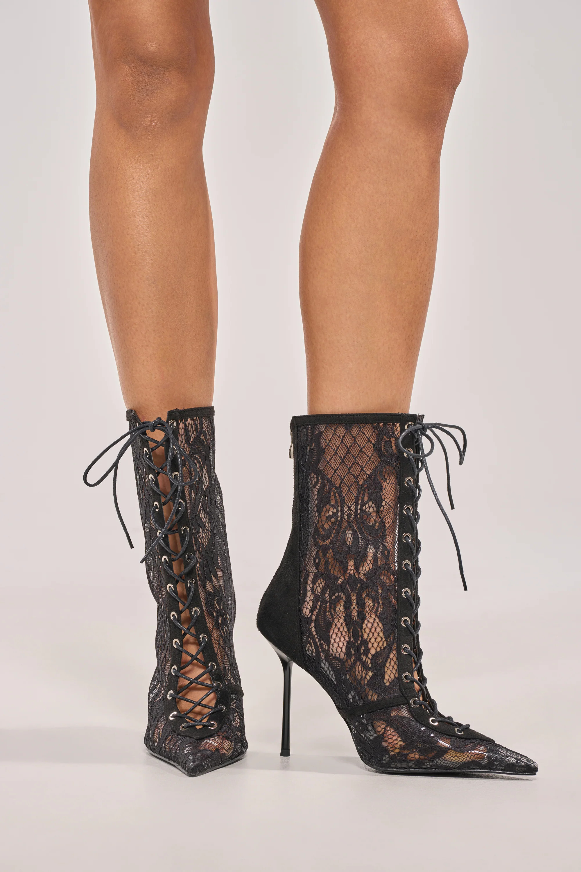 AZALEA WANG VIRTUOSO BLACK LACE STILETTO BOOTIE | AKIRA