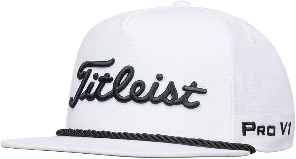 Titleist Men's Tour Rope Flat Bill Hat Black/White | Amazon (US)
