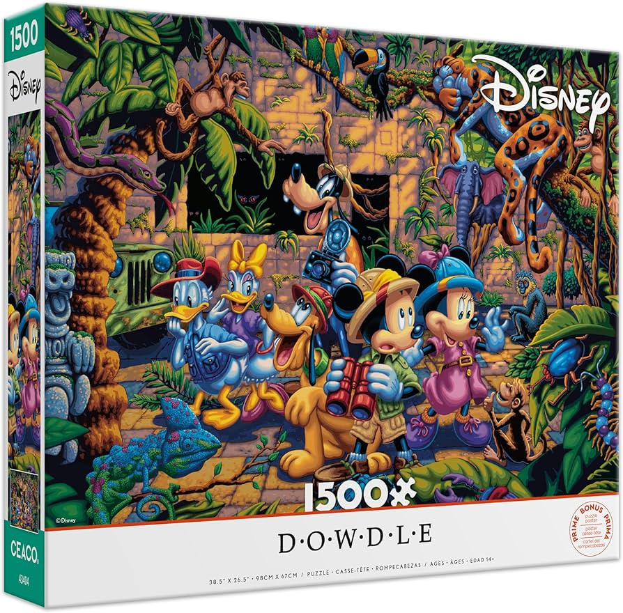 Ceaco - Disney - Dowdle - Mickey and Friends Exploring The Jungle - 1500 Piece Puzzle for Adults ... | Amazon (US)