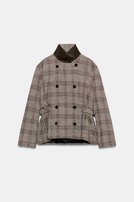 ZW COLLECTION PLAID BLAZER WITH LOOPS | Zara Canada