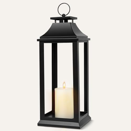 Modern Farmhouse Black Lantern Candle Holder – 22” Hanging Decorative Lantern for Indoor & Ou... | Amazon (US)