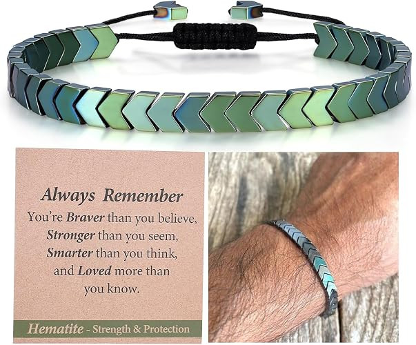 Valentines Day Gifts for Him/Her-Strength/Protection-Natural Hematite Arrow Bracelet-Unisex Style... | Amazon (US)
