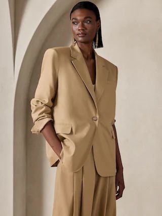 Lena Relaxed Linen-Blend Blazer | Banana Republic (US)