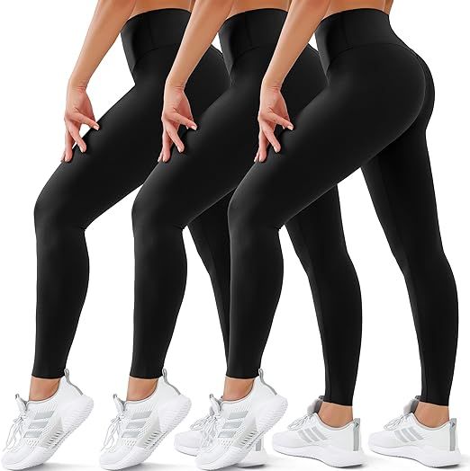 3 Pack Leggings for Women High Waisted No See-Through Tummy Control Soft Yoga Pants Womens Workou... | Amazon (US)