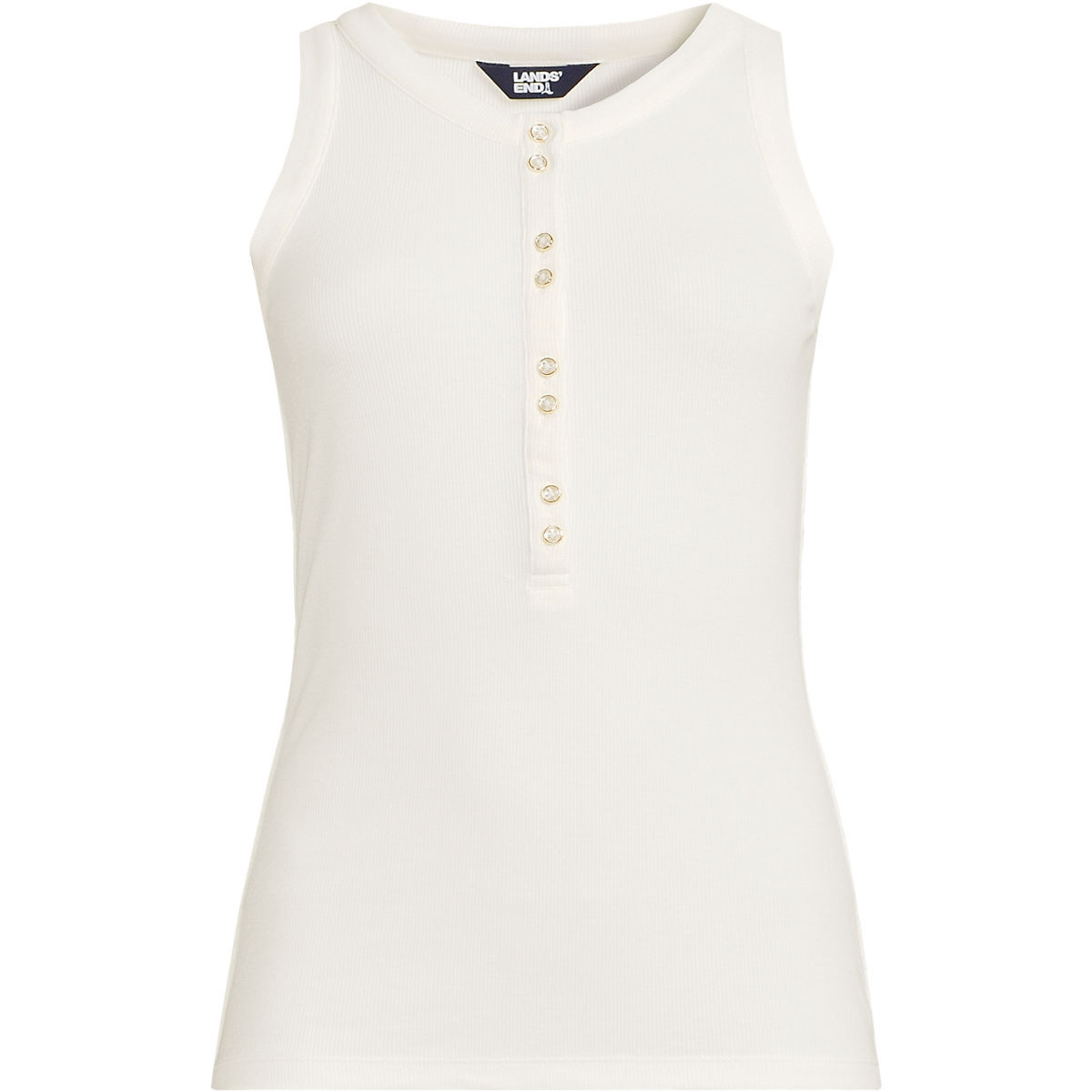 Women's Drapey Rib Fitted Henley Tank Top | Lands' End (US)