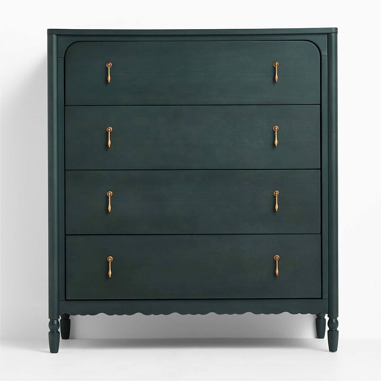 Beatrix 36" Dyed Balsam Green Wood Tall 4-Drawer Kids Dresser | Crate & Kids | Crate & Barrel
