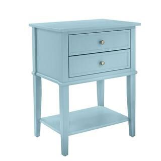 Queensbury Blue Accent Table with 2-Drawers | The Home Depot