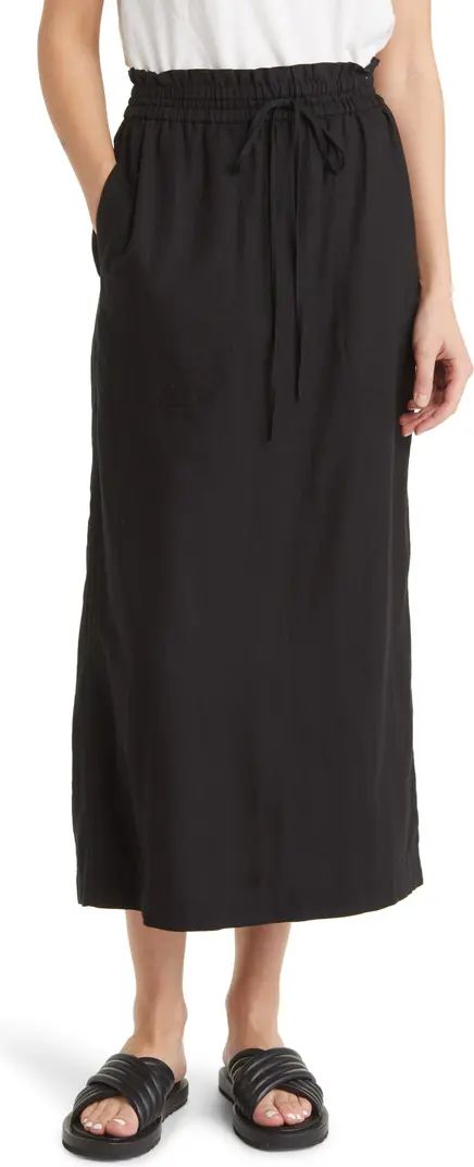 Drawstring Linen Blend Midi Skirt | Nordstrom