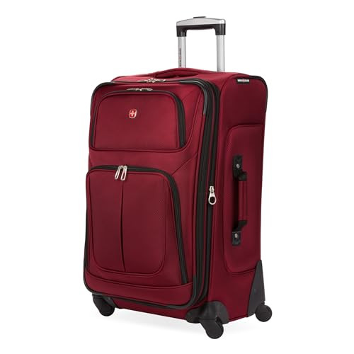 SwissGear Sion Softside Expandable Luggage, Burgundy, Checked-Medium 25-Inch | Amazon (US)