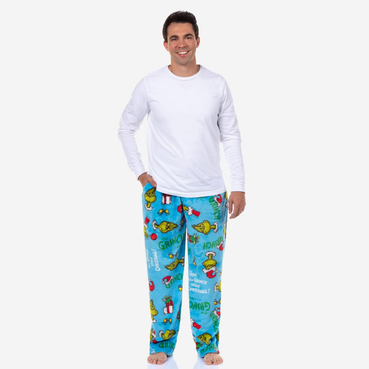 Men's Grinch Fleece Pajama Pants - Light Blue | Target